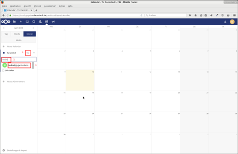 Nextcloud Kalender mit anderem Nutzer teilen
