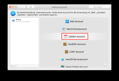 CalDAV Account hinzufügen